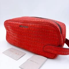美品✨希少カラー ジミーチュウ セカンドバッグ クロコ型押し ロゴ金具 