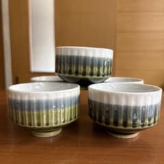 湯飲み 5個セット 縦縞模様 グラデーションのサムネイル