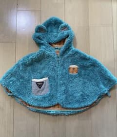 ターコイズ色フード耳付きポンチョのサムネイル