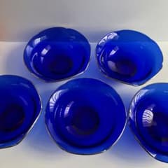 未使用　河上恭一郎　銀縁瑠璃　輪花鉢　5客 未使用 河上恭一郎 銀縁瑠璃 輪花鉢 5客 - メルカリ