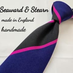 美品 Seaward & Stearn ブルー グレー ストライプ ネクタイ - メルカリ