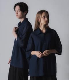 CLEL ルーズ 半袖レースシャツ ネイビーのサムネイル