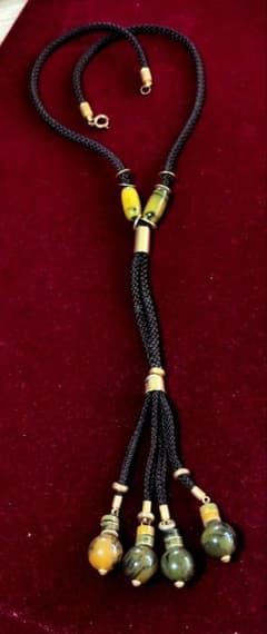 天然石風ビーズ タッセルネックレスのサムネイル