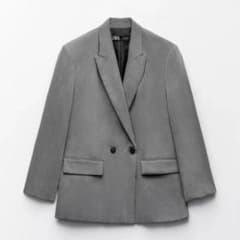 ZARA ダブルブレスト テーラードジャケット グレー スーツ フォーマル 