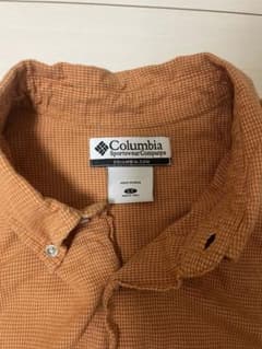 Columbia 半袖シャツ チェック オレンジ LT