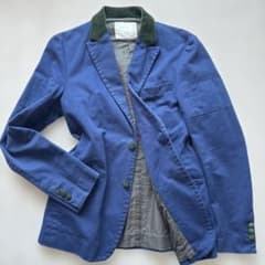 美品【ベロアきりかえ】サカイ テーラード ジャケットM 紺 コットン