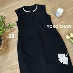 YOKO CHANヨーコチャン パールスリットラインドレス 38 ワンピース