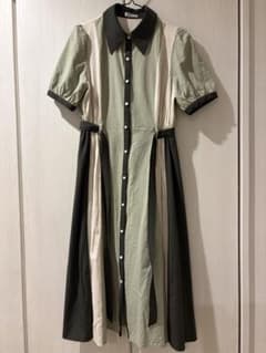 axes femme ストライプ切替シャツワンピース Fサイズ