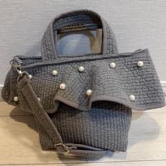 ヌビバック♡韓国有名店♡Lux heaven♡イブル生地♡レース装飾グレー ヌビバック♡韓国有名店♡Lux heaven♡イブル生地♡フリル付きグレー