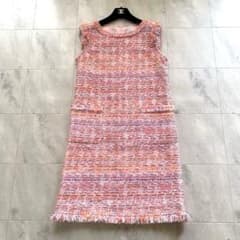 美品 ルネ マリアケント ファンシーツイード ワンピース ノースリーブ 36 美品 ルネ マリアケント ファンシーツイード ワンピース ノースリーブ