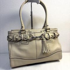 未使用級】COACH コーチ ハンドバッグ 本革 レザー ベージュF13084 