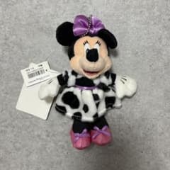 ディズニー　ぬいぐるみバッジ　レア　ミニーちゃん　ダルメシアン柄　ワンピース