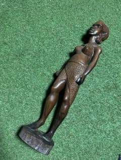アフリカン アート マサイ族 ハンドメイド木製女性像彫刻 約65cm
