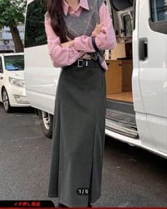 ダークグレー　ロングスカートのサムネイル