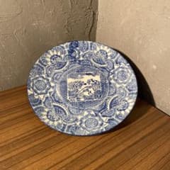 明治 大正 印判染付皿 22cm 波に兎文 骨董品 コレクション 時代物 明治 大正 印判染付皿 22cm 波に兎文 骨董品 コレクション 時代物
