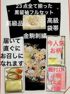 手書き友禅にゴージャスエレガント金駒刺繍8個付き今人気お柄の黒留袖