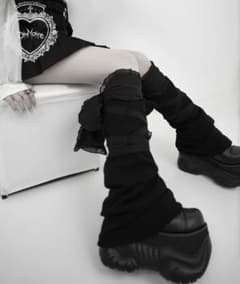 DimMoire ディムモアール レッグウォーマー 黒 DimMoire ニット×シアーレッグウォーマー Black - メルカリ