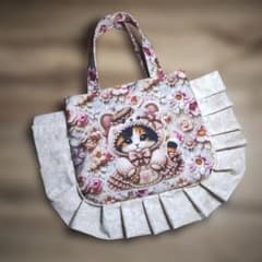 コヤンイサムチョン&猫ちゃんパネル ふっくらト–トバッグフリル付き