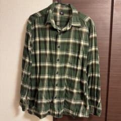 UNIQLO チェック柄 長袖シャツ グリーン Lのサムネイル