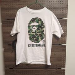 A BATHING APE カモフラ柄猿プリント Tシャツ ホワイト M - メルカリ