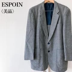 美品】 ESPOIN グレンチェック背抜きテーラードジャケットグレーメンズ 