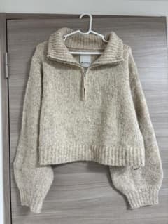【Kastane】ハーフジップニット セーター ベージュ オーバーサイズのサムネイル