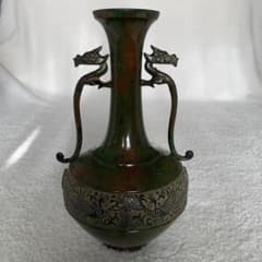 高岡銅器 銅製花瓶 竜耳瑞鳥 - メルカリ