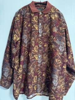 古着　柄シャツ　長袖シャツ　90s 00s ポロシャツ　アニマル　ボルドーのサムネイル