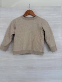 【100-110cm】無地　シンプル　キッズ 裏ボア トレーナー ベージュ