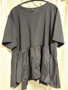 GUフリル切り替え 半袖Tシャツ ブラックのサムネイル