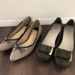 スエード調　パンプス　カーキ＆ベージュ　2点セット