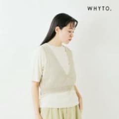 WHYTE. ベージュ Vネック ニットベストのサムネイル
