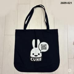CUNE キューン コットンキャンバス トートバッグ ブラック うさぎ ロゴのサムネイル