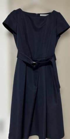 ネイビー 半袖 ひざ丈ワンピース 日本製　エフデ　7号　セレモニー