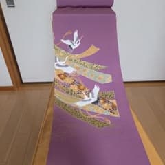 訳アリ 訪問着 八掛け付 反物 鮮やかな紫 鶴と花模様 - メルカリ
