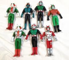 当時物】仮面ライダー ソフビ フィギュア 7体まとめセット 昭和レトロ