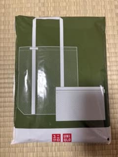 UNIQLO ノベルティ メッシュトートバッグ　保冷ポーチ　カーキのサムネイル