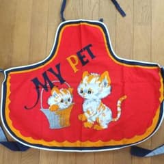 【新品 未使用】昭和レトロ エプロン キッズ レトロポップ 猫 ネコ レアのサムネイル