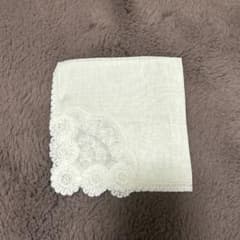 【新品】ハンカチ 白 レース ガーゼのサムネイル
