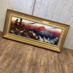 昭和レトロ 赤富士 富士山 立体画 夕焼け 古民家 日本家屋 日本画 絵画