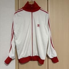 adidas クリーム/レッド ジップアップジャケット adidas ジップアップジャケット ホワイト/レッド - メルカリ