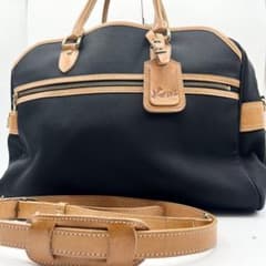 極美品 キタムラキッズ ボストンバッグ 2way レザー ナイロン ネイビー