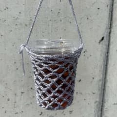 パール付き ボトルホルダー ハンドメイド ペットボトルホルダー ドリンクホルダーのサムネイル