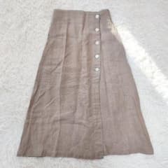 Cepo 100% Linen Wrap Skirt, Long Length, Beige, Size M, Natural, Spring/Summer/Autumn
