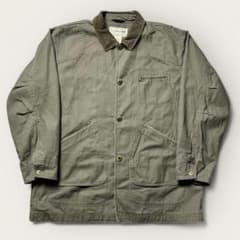 【襟コーデュロイ、裏地チェック】L.L.Beanハンティングジャケット古着長袖. L.L.Bean ハンティングジャケット グリーン 襟コーデュロイ 裏地