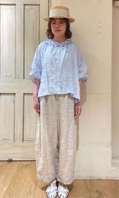 sm2 ◾️立川限定▪️リネン前開きフリルブラウス▪️ブラック 立川限定】リネン前開きフリルブラウス（オフホワイト/ブラック
