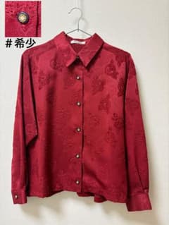 希少✨【昭和レトロ】日本製 花柄ジャガード 長袖シャツ　ブラウス 古着 秋服のサムネイル