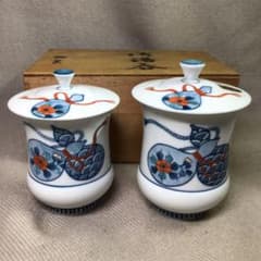 鍋島焼 蓋付き湯呑み ペア 夫婦湯呑 木箱入りのサムネイル