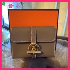 新品貴重】HERMES Glenan コンパクトウォレット エトープ ゴールド 