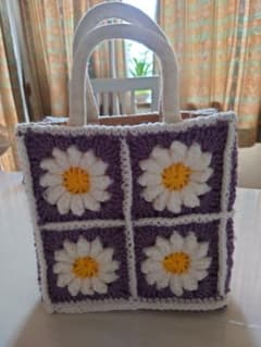 花柄編み物トートバッグのサムネイル
